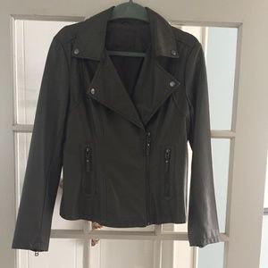 Faux leather green moto jacket